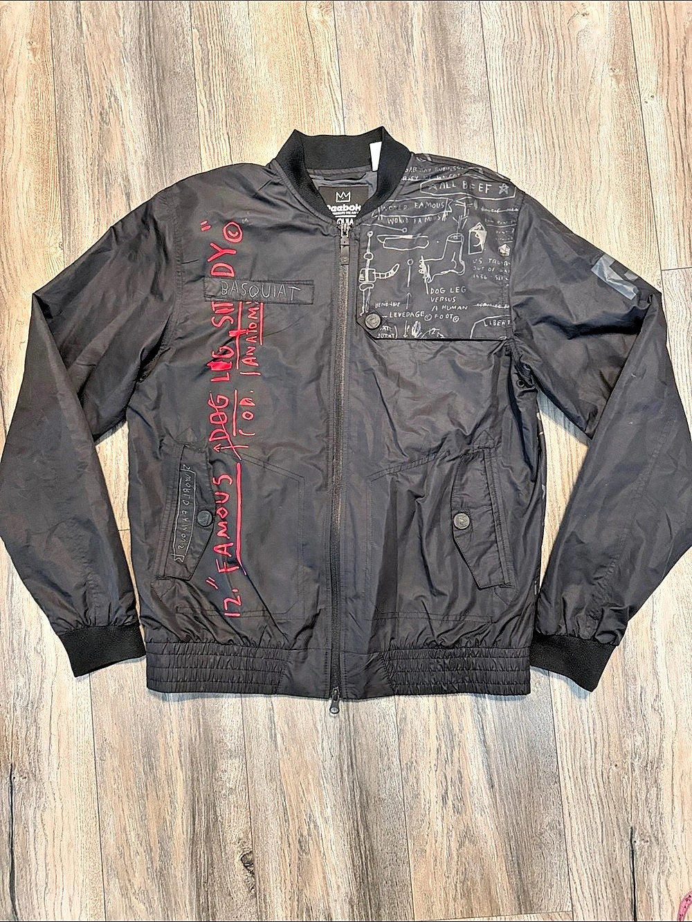 Reebok Basquiat x Swizz Beatz Graphic Bomber Jacket Black Medium